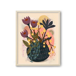 Modern Botanical Print, Floral Wall Art, Abstract Floral Print, Botanical Still Life, Colorful Botanical Art