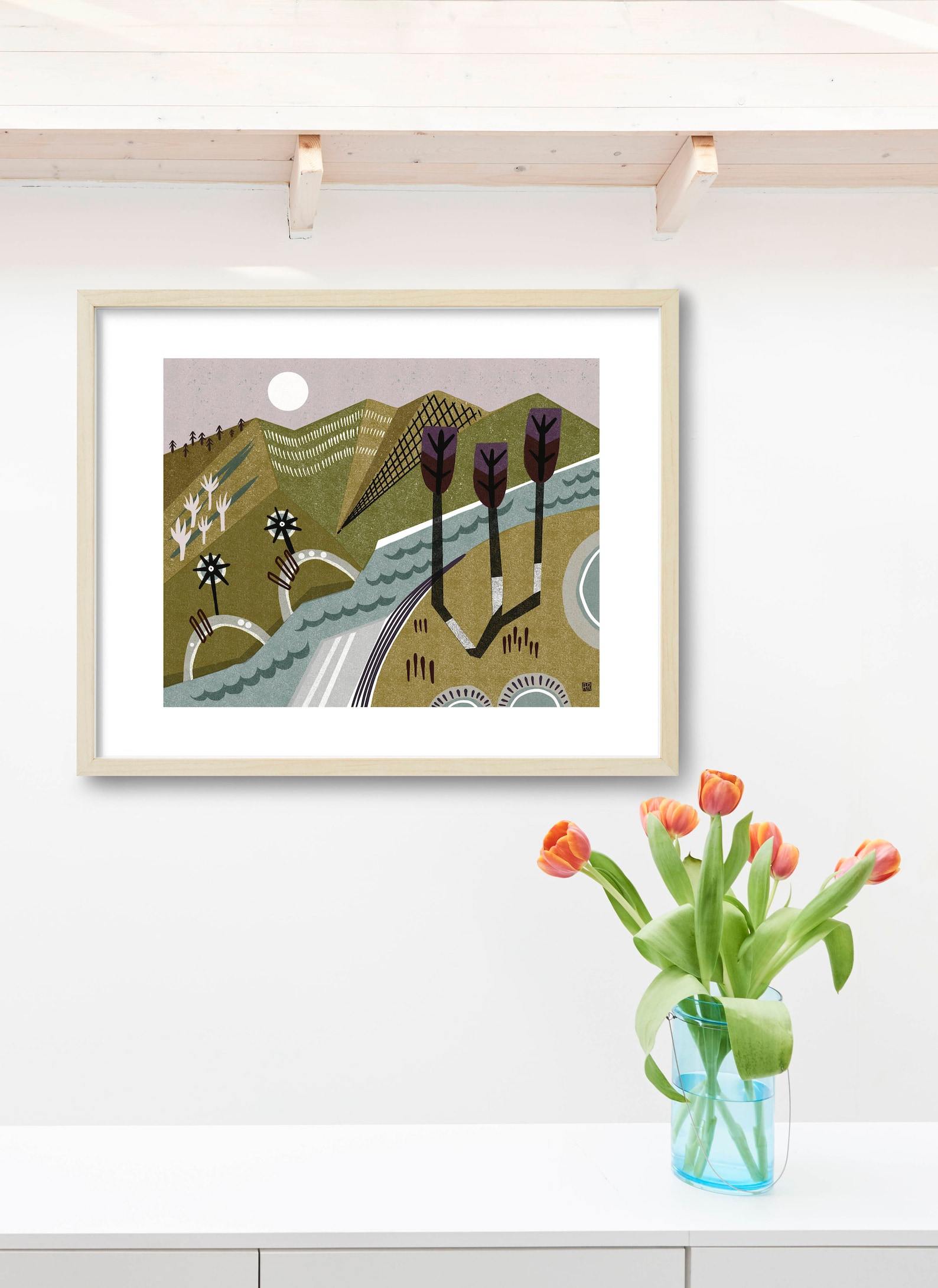 Mid Century Wall Art Scandinavian Modern Landscape Art Print | Etsy
