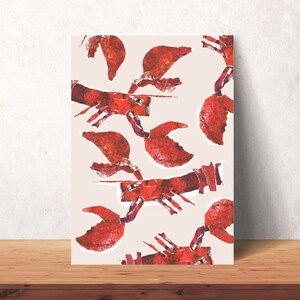 Kreeft afdrukken set van 2 Kreeftposter Wanddecoratie zeedieren Illustratie strand Keukenposter Digitale kunst Kinderkamer Dier Grappig afbeelding 3