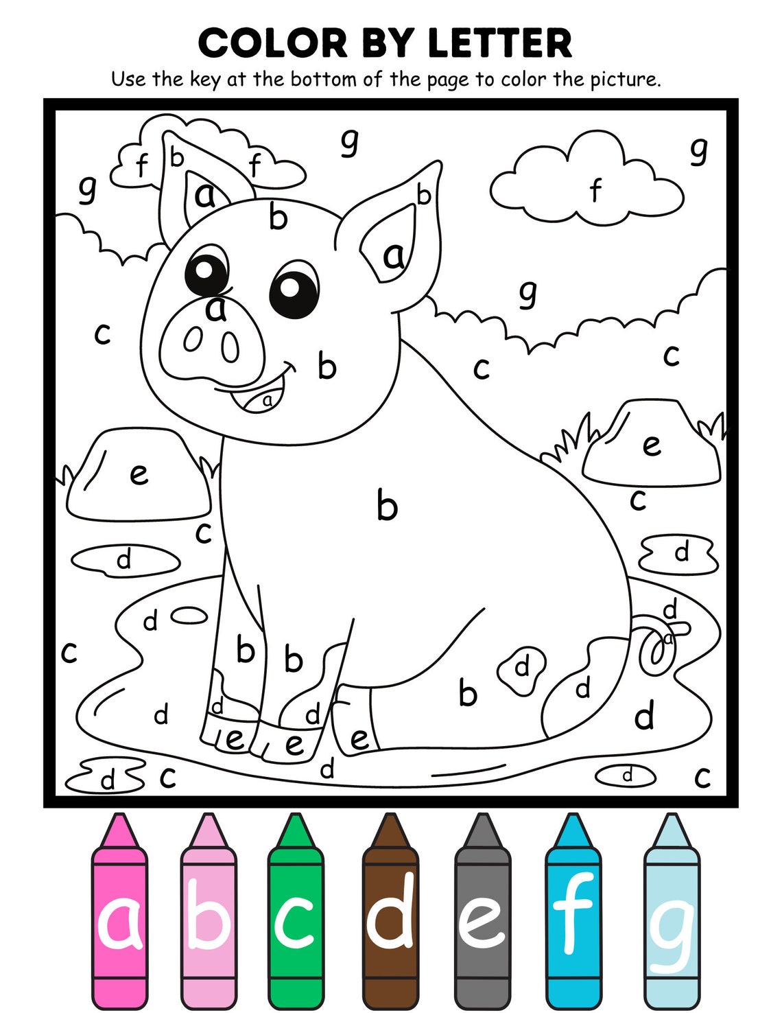 10 Page Farm Animal Color by Number Etsy