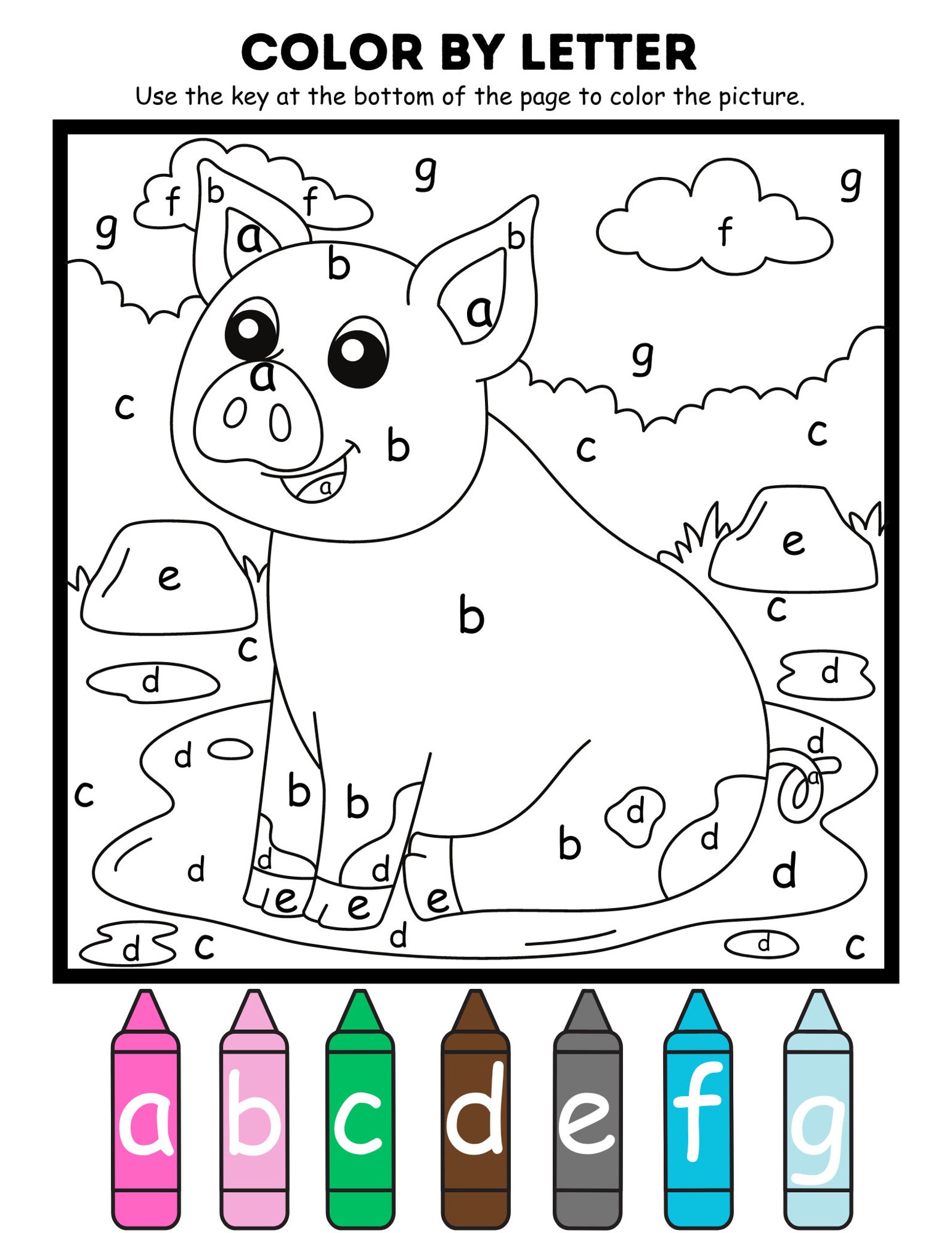 10 Page Farm Animal Color by Number Etsy
