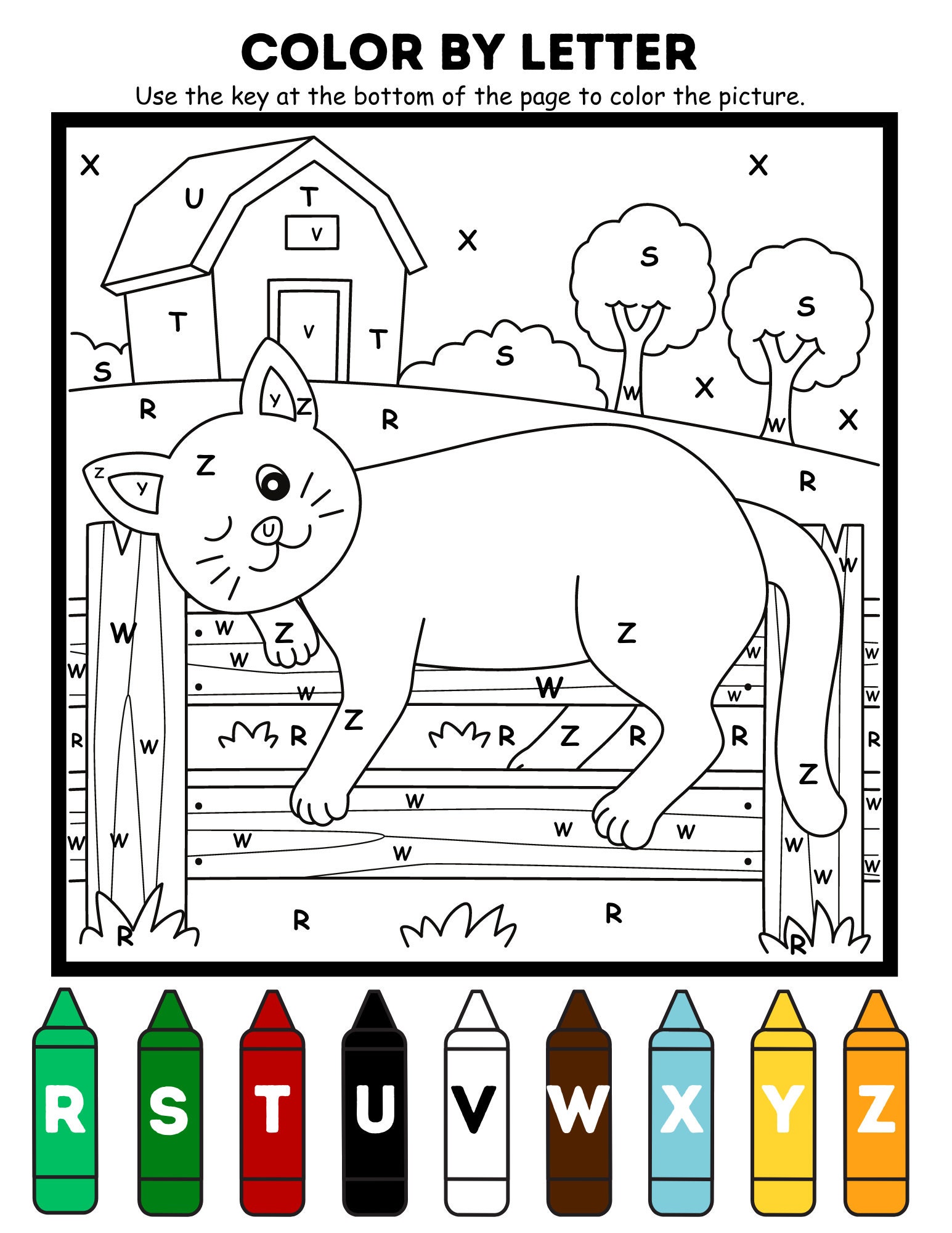 10 Page Farm Animal Color by Number Etsy