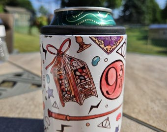 Stainless Steel Can Cooler, Hard Koozie Wizard Inspired Can Cooler, Personalized Can Holder, Wizard World Koozie, Wizard World Fan Gift.