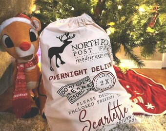 Customized Santa Sack, Christmas presents bag, Personalized Toys Bag