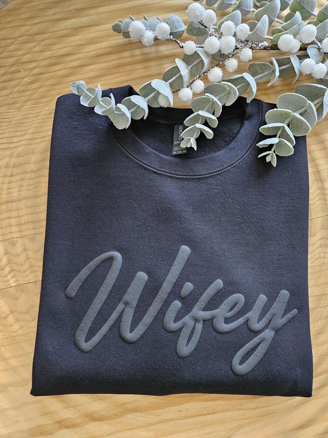 Wifey Puff Letters Crewneck, Puff Vinyl Letters Unisex Fleece Crewneck ...