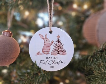 Baby First Christmas Ornament, Personalized Christmas Ornament, Ceramic Christmas Ornament, Kid Name Tree Ornament, Christmas Gift.