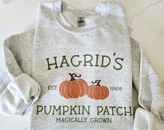 Hagrid's Pumpkin Patch Crewneck, Wizard Boy Inspired Fleece Crewneck, Fall and Halloween Sweatshirt, Pumpkin Farm.