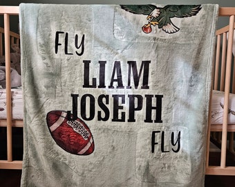 Philadelphia Eagles Inspired Fleece Baby blanket, Personalized Eagles baby blanket, Fly Eagles Fly, Baby Shower Gift, Birthday Gift.