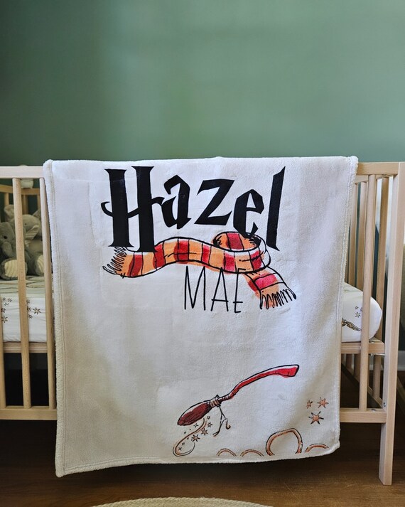 Custom name Wizard Baby blanket, Fleece Baby Blanket, Wizard Blanket,  Gryffindor Baby Blanket, Personalized Baby blanket, Baby Shower