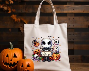 Halloween Custom Treats Canvas Bag, Personalized Candy Bag, Canvas Tote Bag, Kids Halloween Candy Bag, Halloween Killers, Spooky Candy Bags.