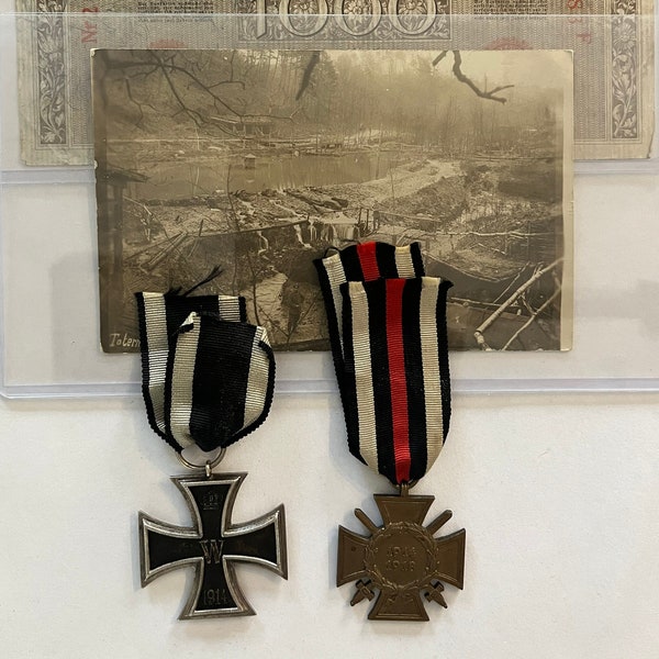 1914 Iron Cross [Marked 800 CD] , Post Card , Bank Note, The Honour Cross of the World War 1914/1918 [Marked] Lot # 3