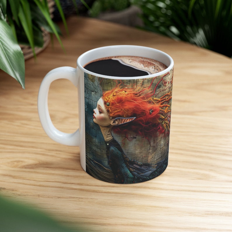 3D Fairy Mug, 11oz 15 oz Double Sided, Fairy in Wonderland, 3D Coffee Mug, Gift Mug, Colorful Mug, Coffee and Tee Mug, Spring Theme Mug image 1