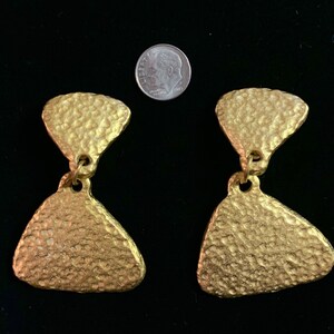 Vintage Early 90s Handcrafted Hammered Heart Earrings
