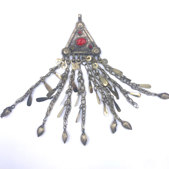 Pendant Brooch with Long Chains and Bells Antique 