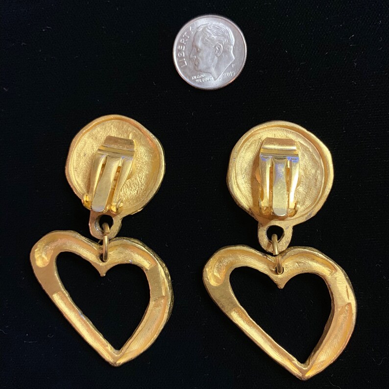 Vintage Early 90s Handcrafted Hammered Heart Earrings