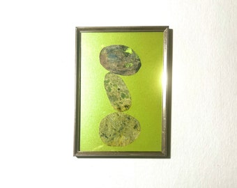 Original Art Collage of Handmade Fine Art Prints on Paper in a Vintage Frame Tiny Cairn 6