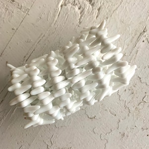 Milk Glass Bracelet made with Vintage White Coral Glass Five Row  Glass Fringe Coil Bracelet