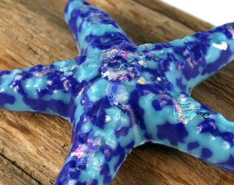 Make a Difference One Starfish at a Time...BLUE NEBULA Fused Glass Starfish