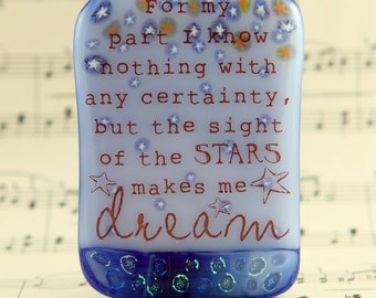 STARS Make Me DREAM Vincent Van Gogh Quote Fused Glass Night Light