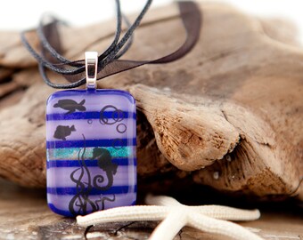 OCEAN LIFE Fused Glass Necklace (Ready To Ship)