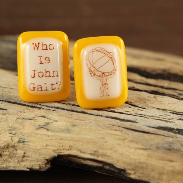 Atlas Shrugged Fused Glass Cuff Links (Ready To Ship)