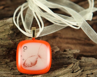 GOLDFISH Fused Glass Ncklace (Ready To Ship)