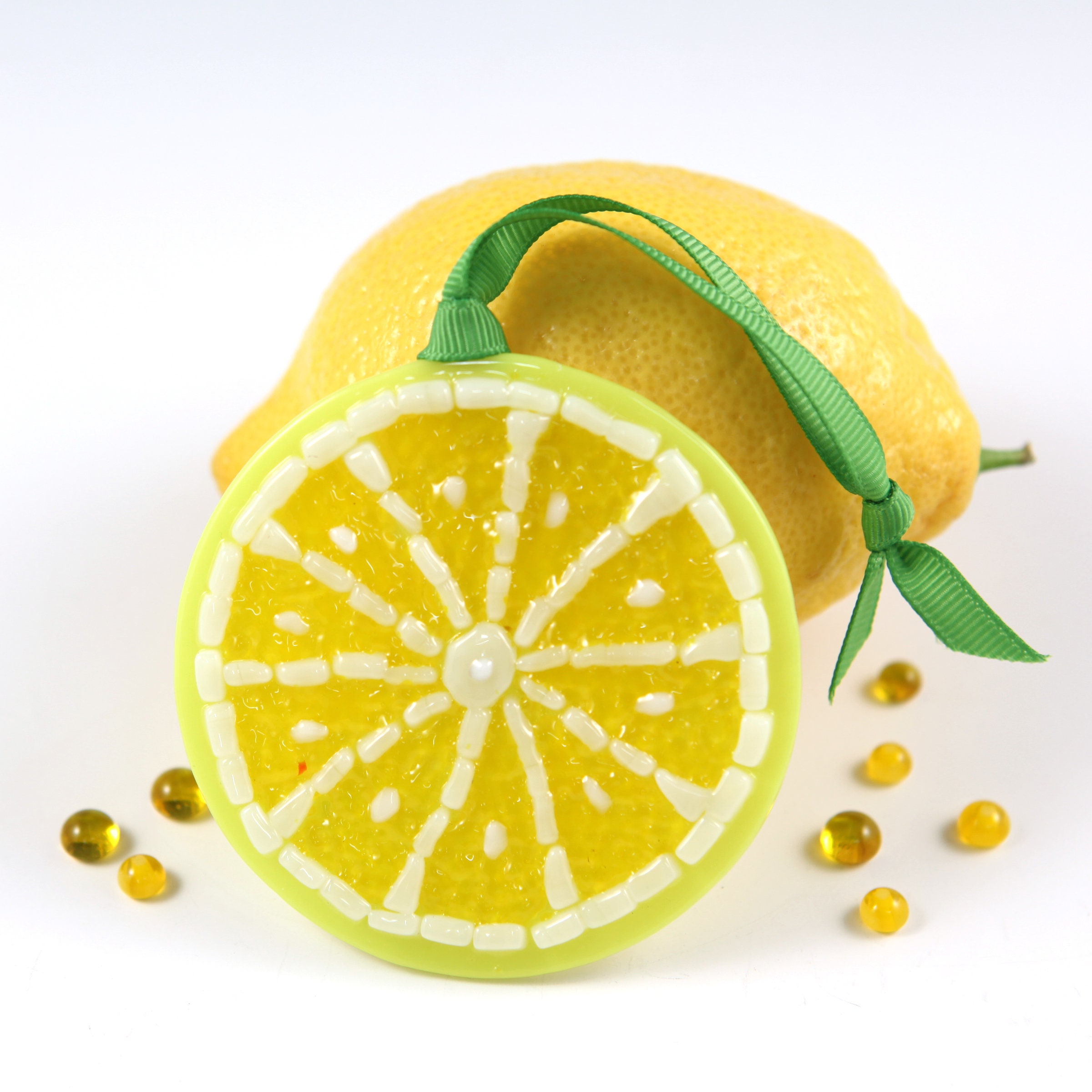 LEMON SLICE Fused Glass Ornament - Etsy