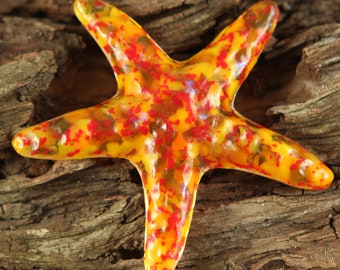 Make a Difference One Starfish at a Time...AMBER Fused Glass Starfish