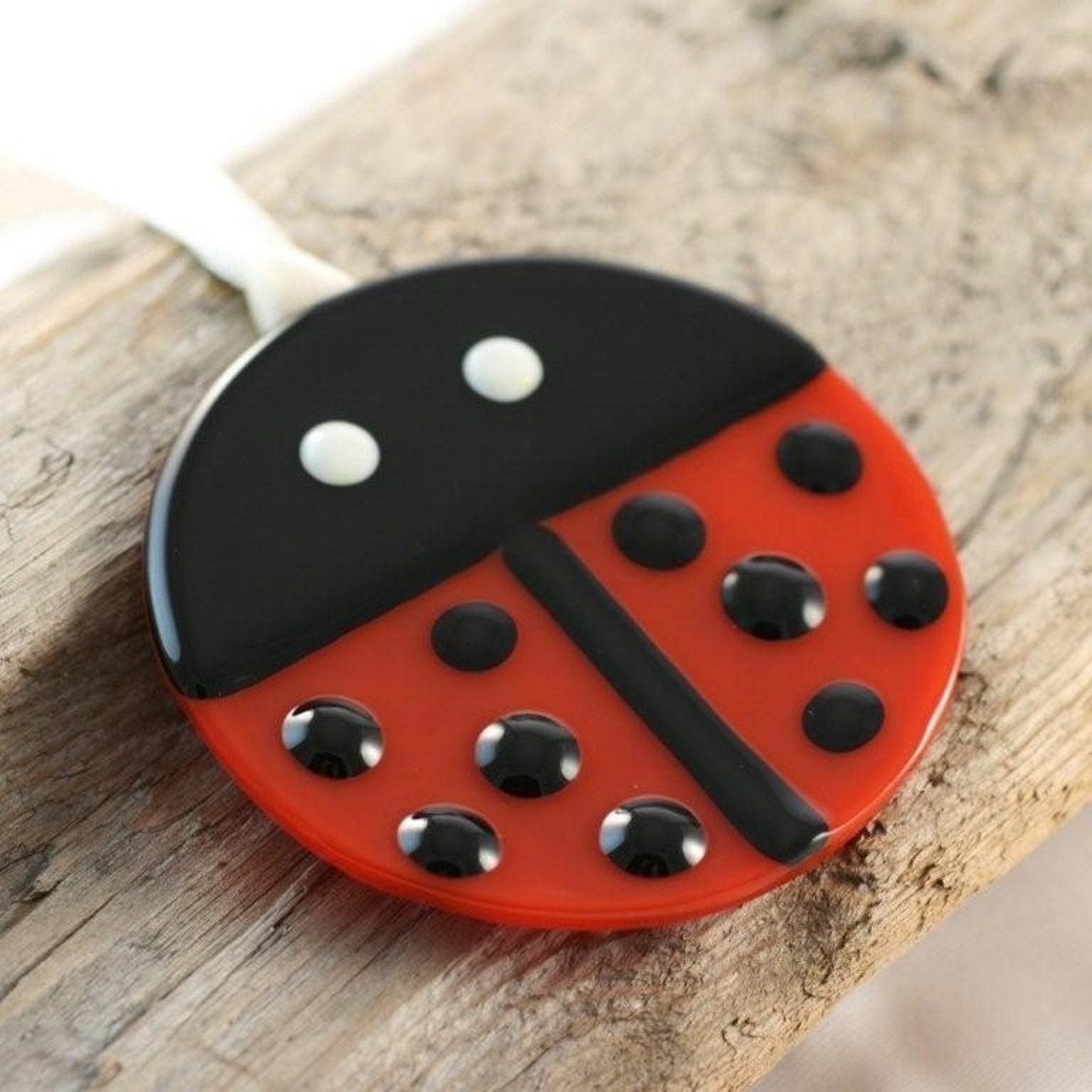 Ladybug Fused Glass Ornament Etsy