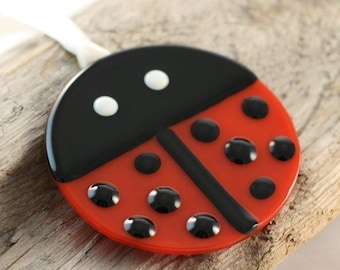 Ladybug Fused Glass Ornament