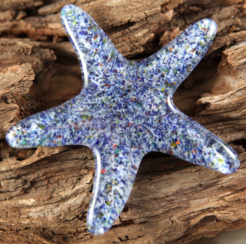 Make a Difference One Starfish at a Time...BLUE SAND Fused Glass Starfish image 2