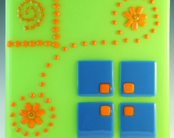 GEOMETRICAL SIMPLICITY Fused Glass Hanging (Ready to Ship)