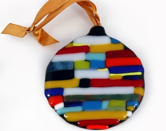 Round Patches Fused Glass Heirloom Ornament