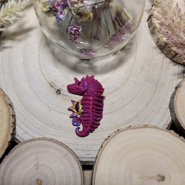 Polymer Clay Seahorse Pendant, Clay Pendant Seahorse, Amethyst Jewelry, Protection Amulet Amethyst, Gift for Her