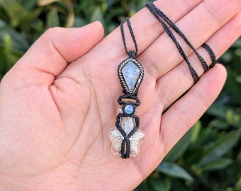Real Snake Skin Vial Necklace with Labradorite and Opal, Spiritual Shaman Necklace