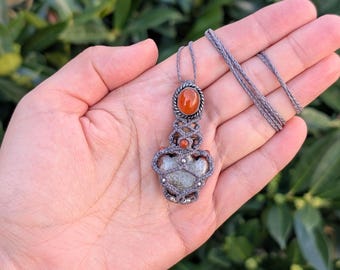 Shaman Necklace Real Snake Skin in Heart Glass Vial with Carnelian, Snake Skin Talisman Necklace Gemstones