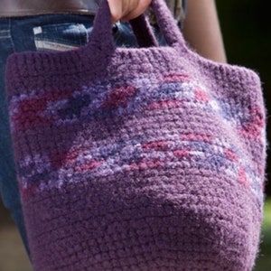 Felted Carry-All Tote Bag Pattern-Bulky wool yarn pattern-PDF-Great for beginner-Pattern only