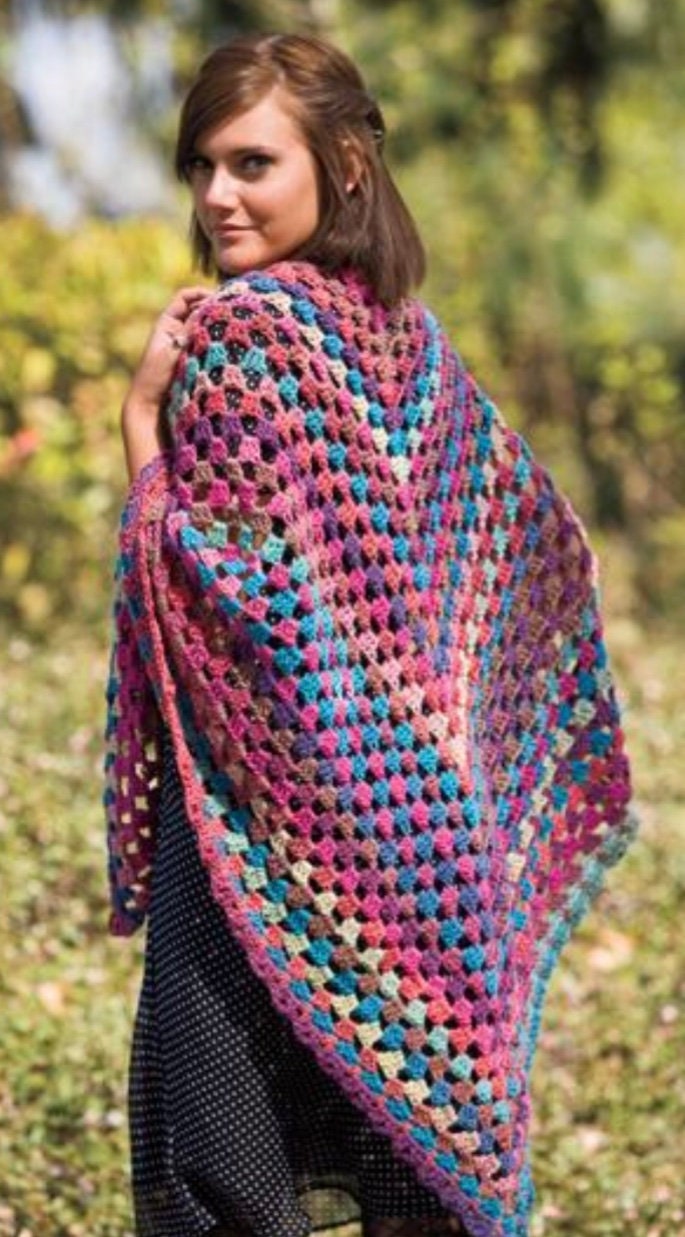 Hippie Chick Shawl Crochet Patternuses Any Worsted Weight Etsy