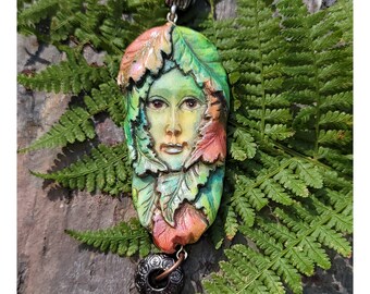 Greenwoman  Pendant Green Goddess Wonderful for Nature Lovers Handmade