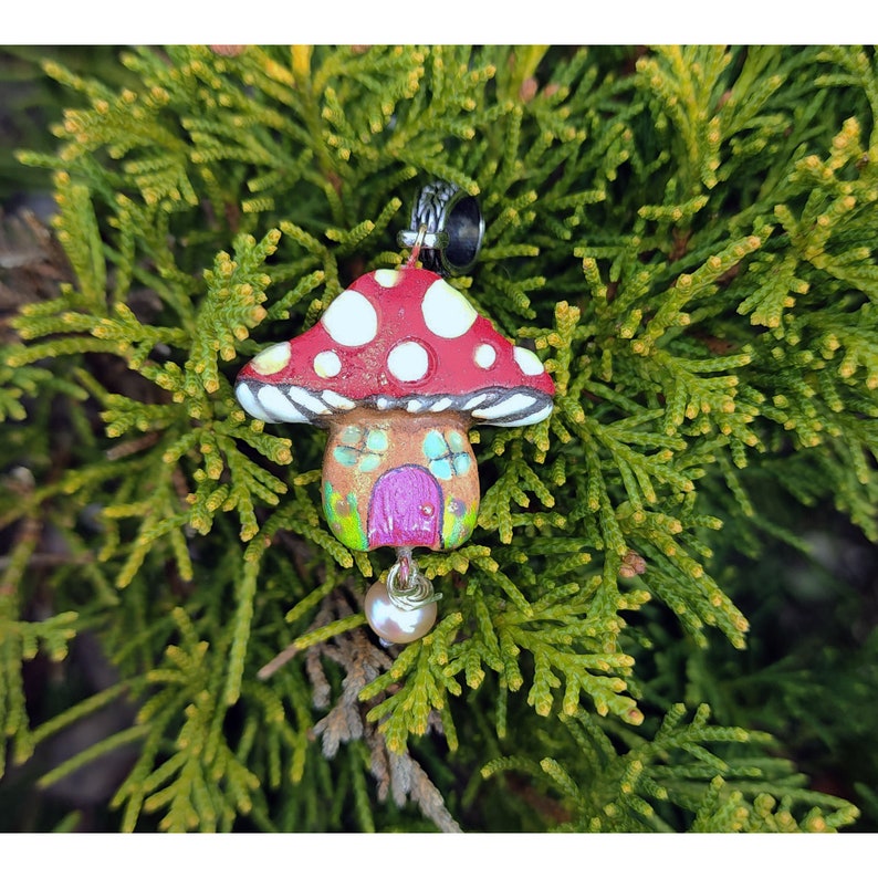 Mushroom Glow in the Dark Fairy Door Fae Handmade Pendant Faries image 3