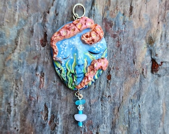 Yikes there is an Octopus on my Head Handmade Pendant