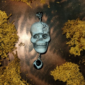 Glow in the Dark Skull Halloween El Dia de los Muertos OOAK Pendant