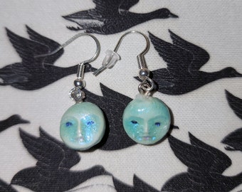 Glow in the Dark Blue with interference Blue  Fun Face Earrings Pretty