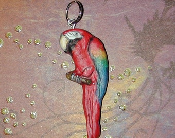 Groovy Green Winged Macaw Hand Made Pendant