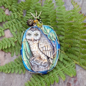 Stunning Owl in a Tree molded and painted by Samantha Kocsis Pendant