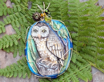 Stunning Owl in a Tree Handmade Pendant