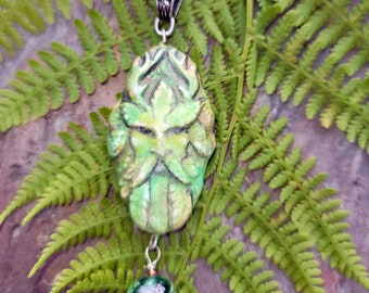 Dreamy Green Man Jack of the Green Pendant Stunning Celtic