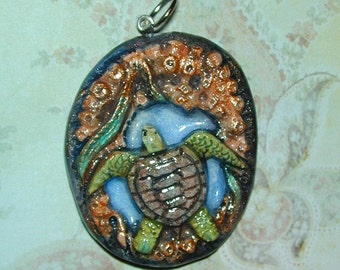 Turtle swimming in the Ocean Pendant