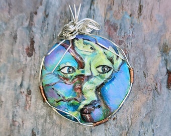 Handpainted Frog Face Pendant Cool and Unique