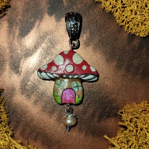 Mushroom Glow in the Dark Fairy Door Fae Handmade Pendant Faries image 7